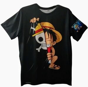 One Piece Anime Manga Luffy 3D Sublimation Tee XL PTP 23" BONUS Necklace